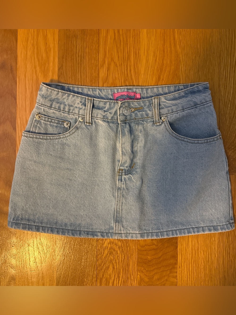 Edikted Light Blue Denim Mini Skirt